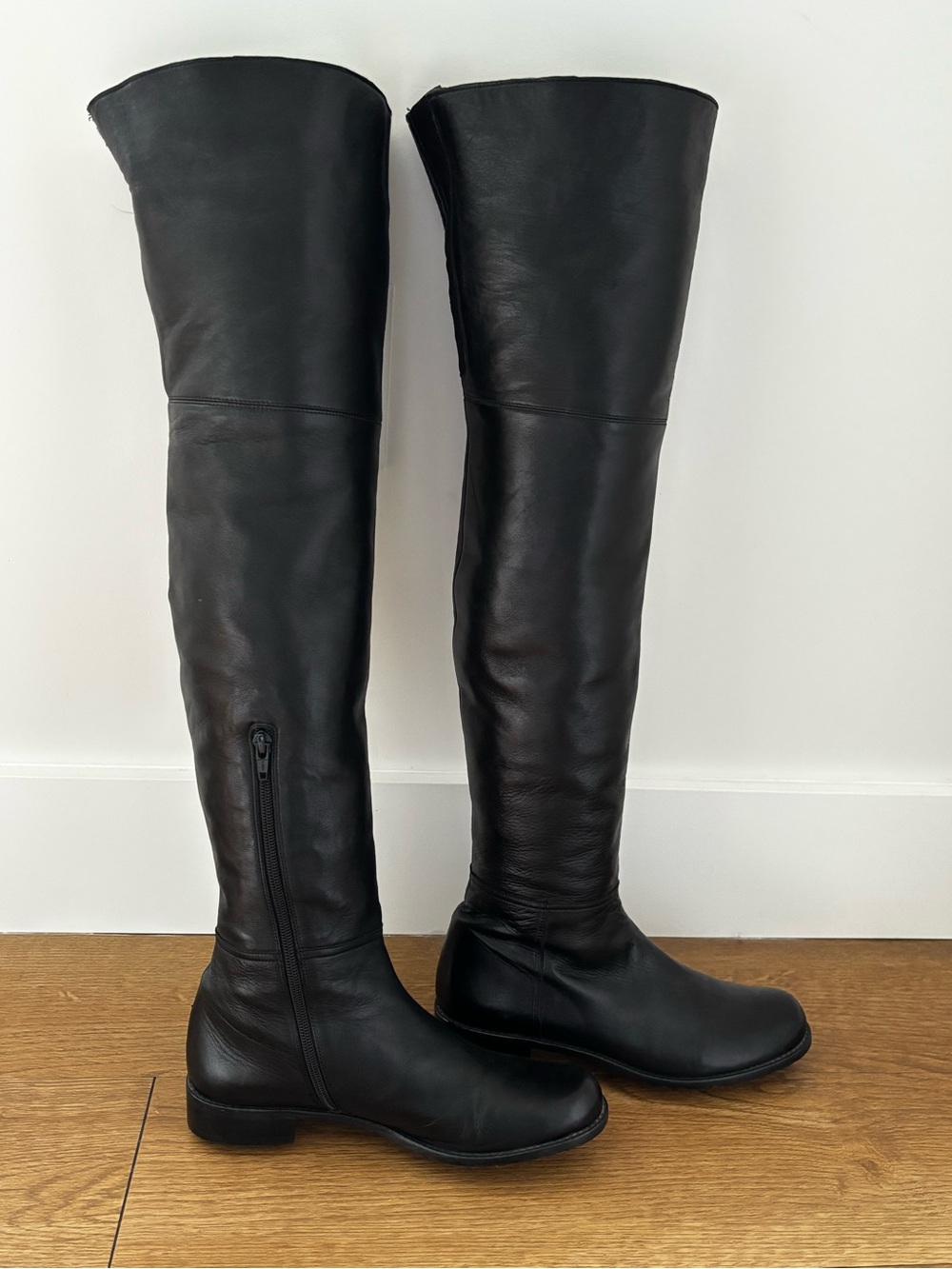 Stuart Weitzman Black Over-the-Knee Leather Boots OTK